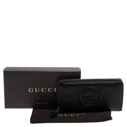 Pre Owned Gucci Black Leather Soho Zip Around Wallet