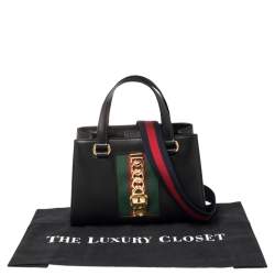 Pre Owned Gucci Black Leather Medium Sylvie Tote
