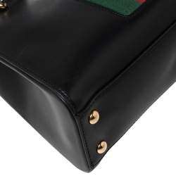 Pre Owned Gucci Black Leather Medium Sylvie Tote