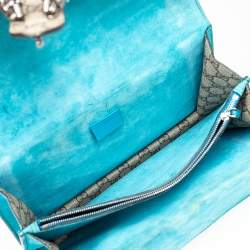 مملوكة مسبقًا Gucci Beige/Blue GG Supreme Canvas and Suede Medium Embroidered Snake/Flowers Dionysus Shoulder Bag