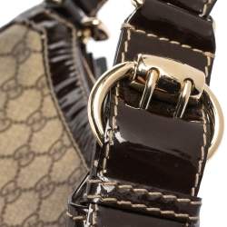 Pre Owned حقيبة هوبو غوتشي جلد وكانفاس جي جي سوبريم بيج/بني يد بإبزيم