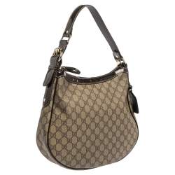 Pre Owned حقيبة هوبو غوتشي جلد وكانفاس جي جي سوبريم بيج/بني يد بإبزيم