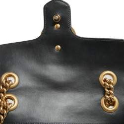 Pre Owned حقيبة كتف غوتشي مارمونت جلد ماتيلاس أسود مزينة جي جي صغيرة