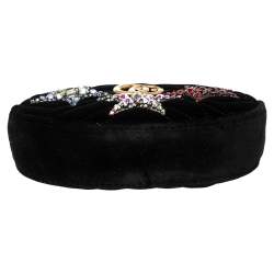 مملوكة مسبقًا Gucci Black Matelassé Velvet GG Marmont Belt Bag
