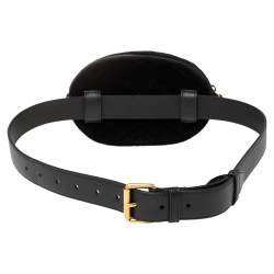 مملوكة مسبقًا Gucci Black Matelassé Velvet GG Marmont Belt Bag