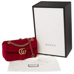 Pre Owned حقيبة كتف غوتشي مارمونت جي جي صغيرة قطيفة ماتيلاس أرجواني