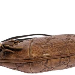 مملوكة مسبقًا حقيبة كلتش غوتشي بامبو جلد غوتشيسيما بني بحمالة معصم