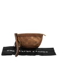 مملوكة مسبقًا حقيبة كلتش غوتشي بامبو جلد غوتشيسيما بني بحمالة معصم