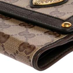 مملوكة مسبقًا Gucci Brown/Beige GG Crystal Babouska Compact Wallet