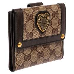 مملوكة مسبقًا Gucci Brown/Beige GG Crystal Babouska Compact Wallet