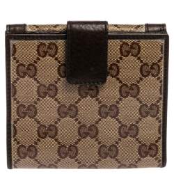مملوكة مسبقًا Gucci Brown/Beige GG Crystal Babouska Compact Wallet