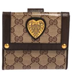 مملوكة مسبقًا Gucci Brown/Beige GG Crystal Babouska Compact Wallet