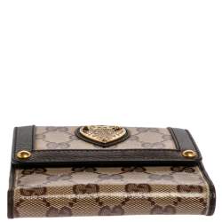 مملوكة مسبقًا Gucci Brown/Beige GG Crystal Babouska Compact Wallet