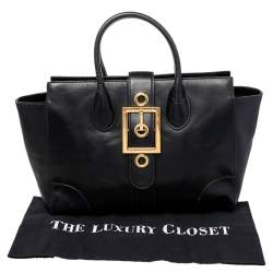 Gucci Black Leather Lady Buckle Tote