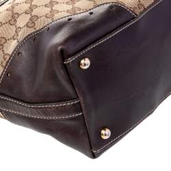 Pre Owned Gucci Beige/Brown GG Canvas and Leather Tote