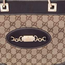 Pre Owned Gucci Beige/Brown GG Canvas and Leather Tote