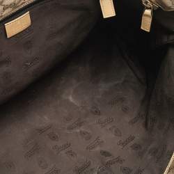 Pre Owned حقيبة يد توتس غوتشي شوبر جلد وكانفاس إمبريم GG ذهبية