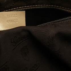 Pre Owned حقيبة يد توتس غوتشي شوبر جلد وكانفاس إمبريم GG ذهبية