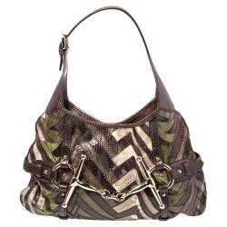 Pre Owned حقيبة هوبو غوتشي إصدار محدود للذكرى السنوية ال 85 جلد ثعبان متعدد الألوان