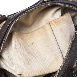 Pre Owned Gucci Dark Brown/Beige GG Canvas and Leather Small Vintage Web Boston Bag
