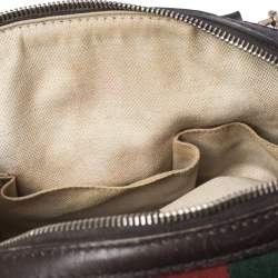 Pre Owned Gucci Dark Brown/Beige GG Canvas and Leather Small Vintage Web Boston Bag