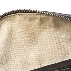 Pre Owned Gucci Dark Brown/Beige GG Canvas and Leather Small Vintage Web Boston Bag