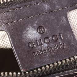 Pre Owned Gucci Dark Brown/Beige GG Canvas and Leather Small Vintage Web Boston Bag