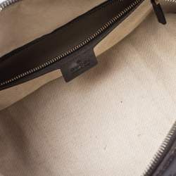 Pre Owned Gucci Dark Brown/Beige GG Canvas and Leather Small Vintage Web Boston Bag