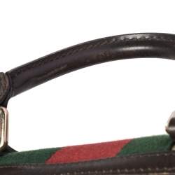 Pre Owned Gucci Dark Brown/Beige GG Canvas and Leather Small Vintage Web Boston Bag