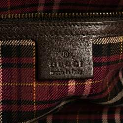 Pre Owned Gucci Brown/Beige GG Crystal Canvas and Suede Babouska Indy Boston Bag