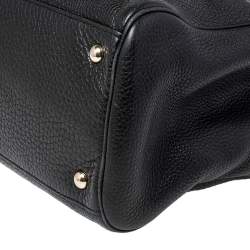 مملوكة مسبقًا حقيبة يد توتس غوتشي بامبو جلد أسود متوسطة