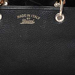 مملوكة مسبقًا حقيبة يد توتس غوتشي بامبو جلد أسود متوسطة