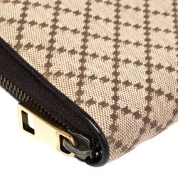 Gucci Beige/Brown Diamante Canvas and Leather 1973 Zip Around Wallet
