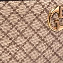 Gucci Beige/Brown Diamante Canvas and Leather 1973 Zip Around Wallet