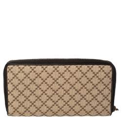 Gucci Beige/Brown Diamante Canvas and Leather 1973 Zip Around Wallet