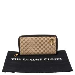 Gucci Beige/Brown Diamante Canvas and Leather 1973 Zip Around Wallet