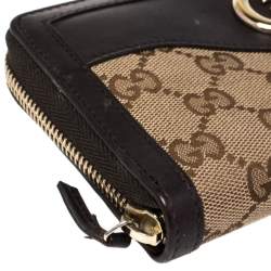 مملوكة مسبقًا Gucci Beige/Brown GG Canvas and Leather Sukey Zip Around Wallet