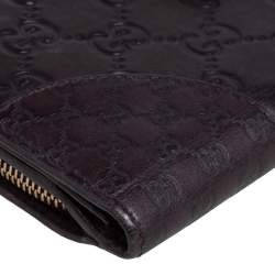 Pre Owned محفظة غوتشي كونتينينتال جلد غوتشيسيما بني داكن ذات قلاب