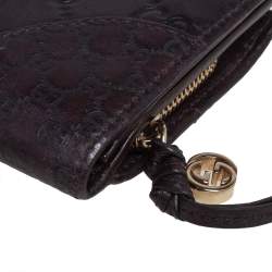 Pre Owned محفظة غوتشي كونتينينتال جلد غوتشيسيما بني داكن ذات قلاب