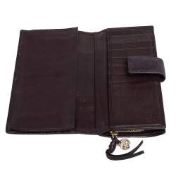 Pre Owned محفظة غوتشي كونتينينتال جلد غوتشيسيما بني داكن ذات قلاب