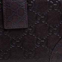 Pre Owned محفظة غوتشي كونتينينتال جلد غوتشيسيما بني داكن ذات قلاب