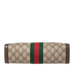 Pre Owned Gucci Beige/Ebony GG Supreme Canvas and Leather Small Ophidia Shoulder Bag