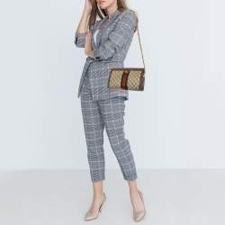 Pre Owned Gucci Beige/Ebony GG Supreme Canvas and Leather Small Ophidia Shoulder Bag