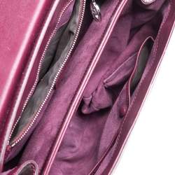 Pre Owned Gucci Burgundy Glossy Leather Medium Lady Lock Top Handle Bag