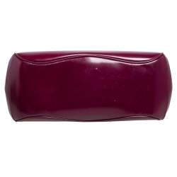 Pre Owned Gucci Burgundy Glossy Leather Medium Lady Lock Top Handle Bag