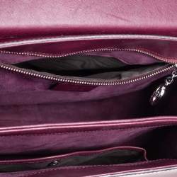 Pre Owned Gucci Burgundy Glossy Leather Medium Lady Lock Top Handle Bag