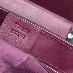 Pre Owned Gucci Burgundy Glossy Leather Medium Lady Lock Top Handle Bag