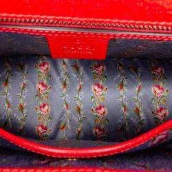 Pre Owned Gucci Red Calf Leather Falena Satchel Bag