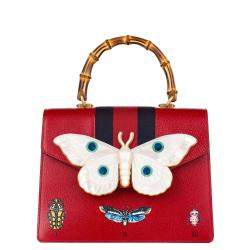 Pre Owned Gucci Red Calf Leather Falena Satchel Bag