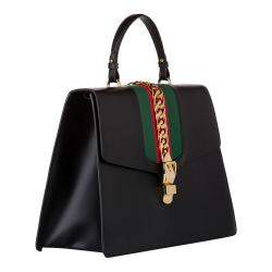 Gucci Black Leather Sylvie Satchel